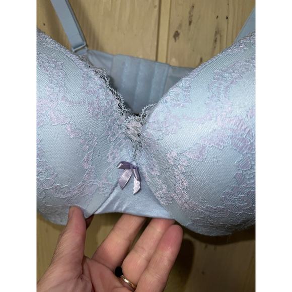 36D Maidenform Bra Love the Lift Padded Push Up Underwire Sexy Light Blue Lace - Picture 3 of 7